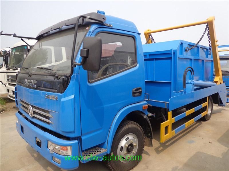 5cbm Self Loading Dongfeng Swing Arm Garbage Trucks with Hanging Chain and Hydraulic Lifting