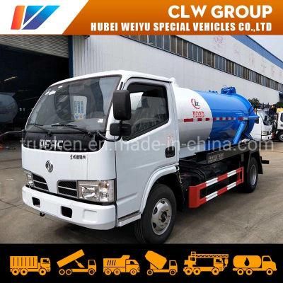 Dongfeng 4tons Rear Door Hydraulic Discharging Waste Water Sewer Cleaning Sewage Suction Truck with Italy Brand Jurpo Vacuum Pump