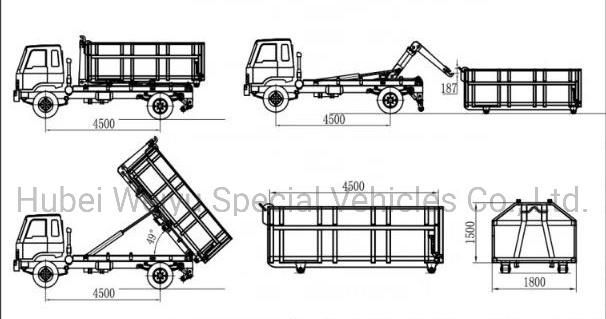 Dongfeng Brand Hook Arm Garbage Truck Suitable Multi Garbage Box Renovation Garbage Truck