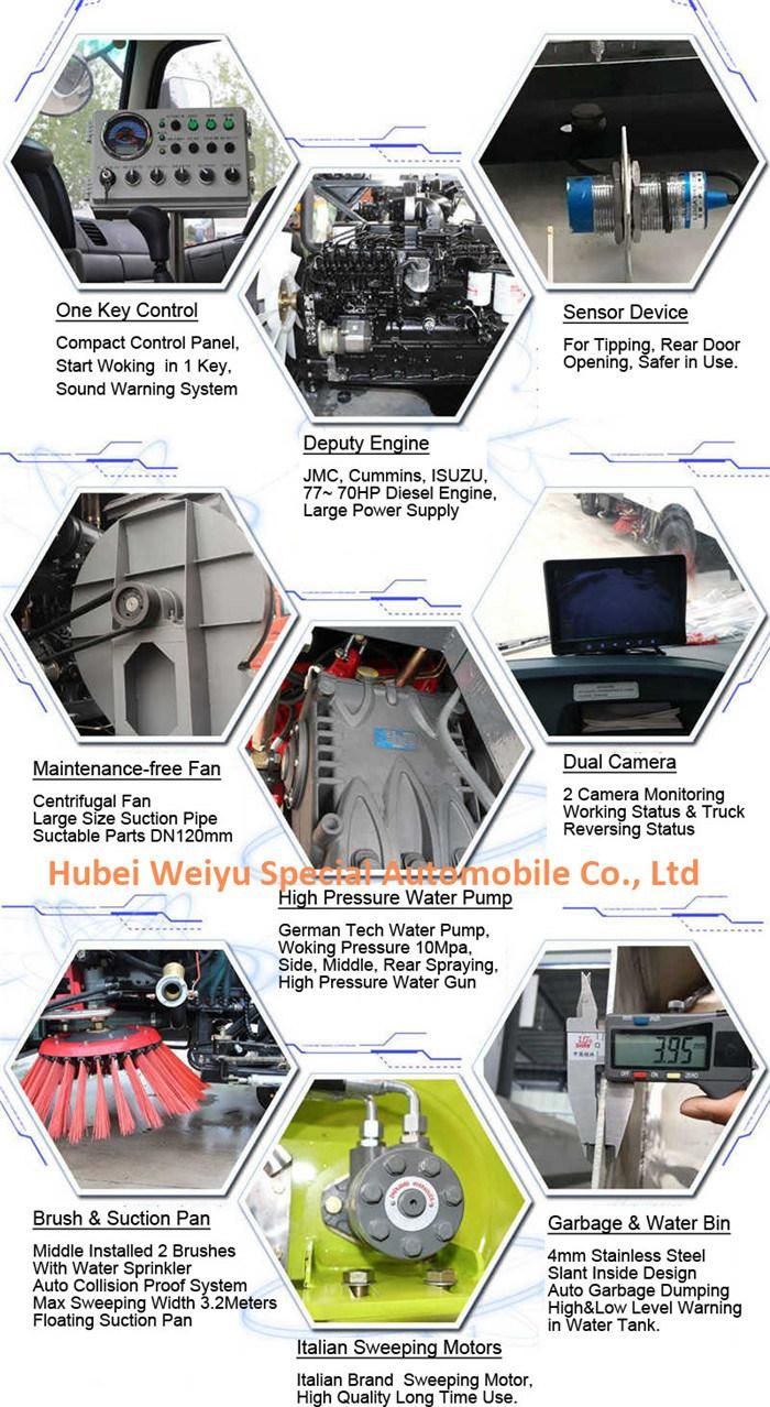 190HP Street Sweeper Vehicle Manufacturer 5000liters Road Washing Truck