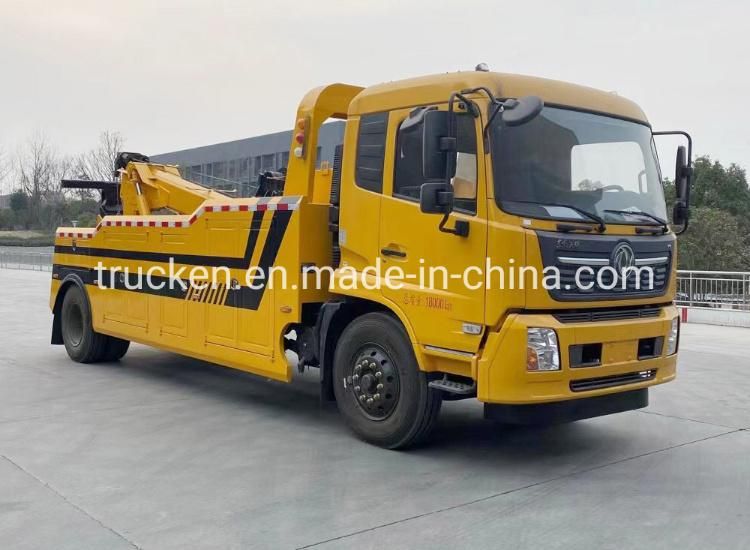 Vans SUV Cars Truck Towing Service with 16ton Crane 10ton Under Lift Intergrated Dongfeng Wrecker Tow Truck