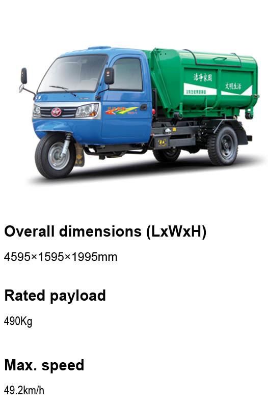 WAW Hydraulic Lifter Garbage Three Wheel Truck