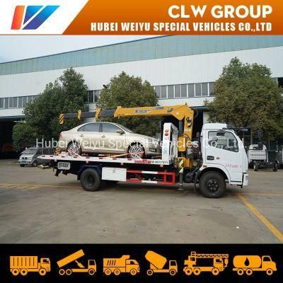 China Hot Sale Dongfeng Brand Accident Recovery Vehicles 5tons Platform Wrecker Tow Truck with Crane