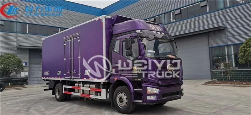 10tons 40cbm FAW 4X2 Refrigerated Van Truck Refrigerator Vehicle Cooling Truck with Carrier Hanxue Thermo King Freezing Unit