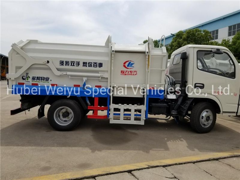 China Factory Dong Feng 7000liters 7cbm Side Loading Hanging Bucket Garbage Truck