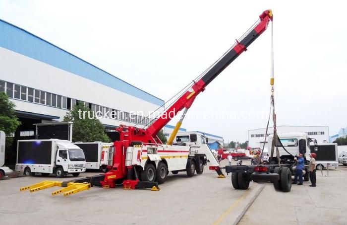 Breakdown Bus Vehicle Lifting Full Rotation 30ton 40ton Sinotruk HOWO Heavy Duty Rotator Tow Truck with Crane