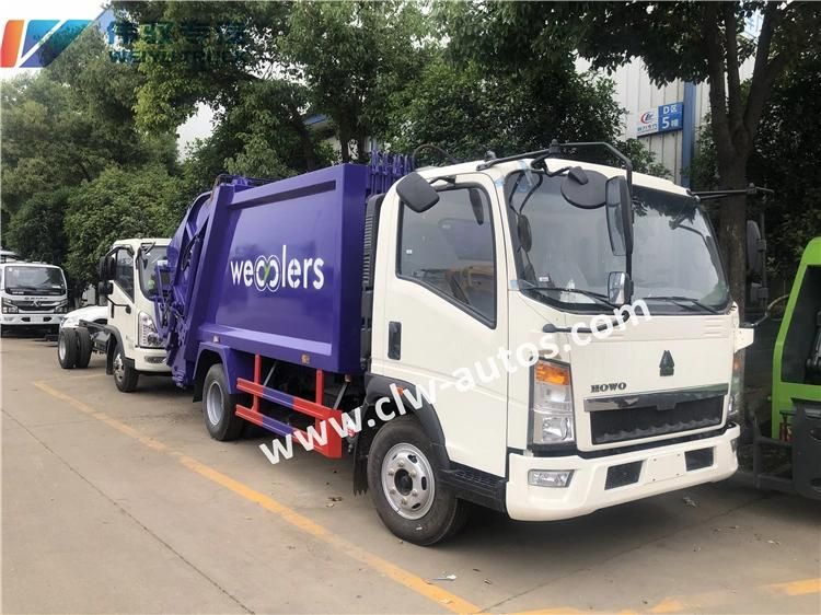 Rear Loader Garbage Compactor HOWO 6-Wheel 4tons 5 Cubic Meters 6cbm Compressed Refuse Truck for Nigeria