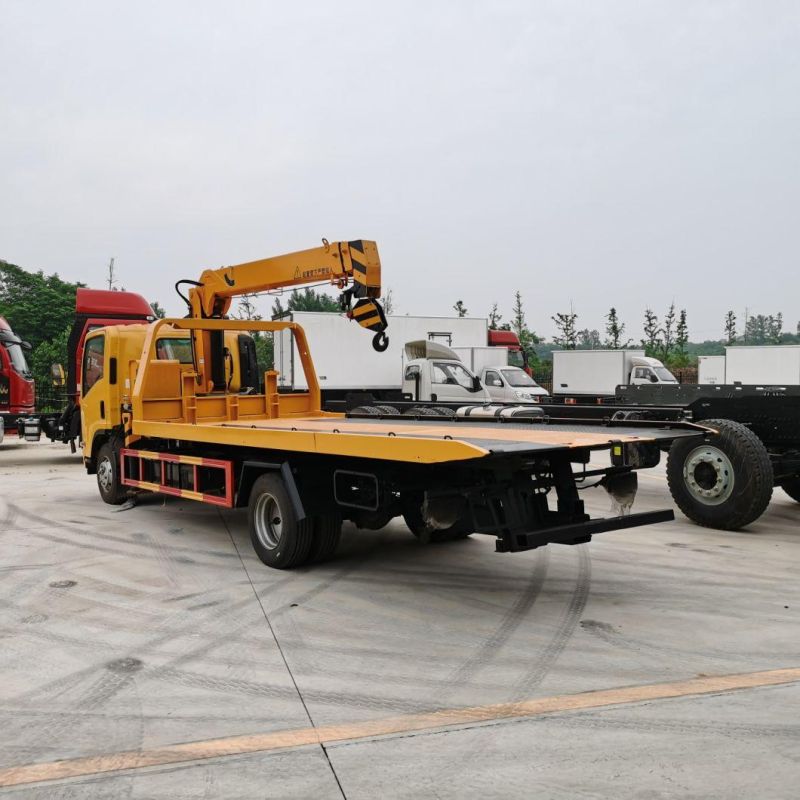 Qingling Wushiling Wrecker with Crane 4 Ton Flatbed Towing Wrecker with 5 Tons Crane for Sales