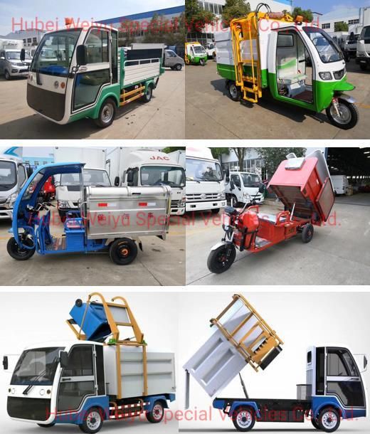 China Hot Sale Electric 3-Wheels Garbage Transportation Mobile Vehicle 2.5cbm/1ton Tricycle Self Discharging Electronic Refuse Removal Collecting Truck