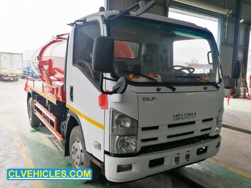 Isuzu 5cbm 6wheeler Carbon Steel Small Sewage Vacuum Tanker Truck