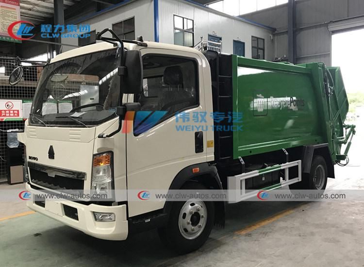 Sinotruck HOWO 6 Wheeler 4*2 140HP 5m3 6m3 Compresssion Garbage Compactor Waste Collection Truck