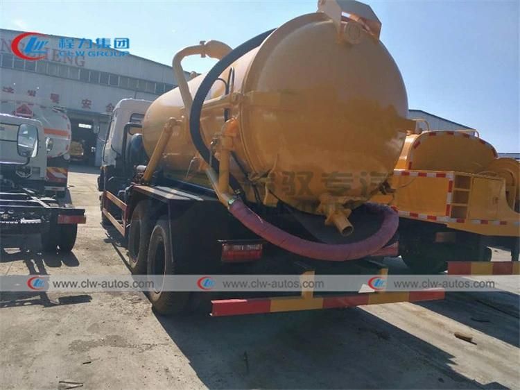 Dongfeng 6X4 10tons Sewage Suction Trucks 16000L Vacuum Sewer Tank Truck Hydraulic Control