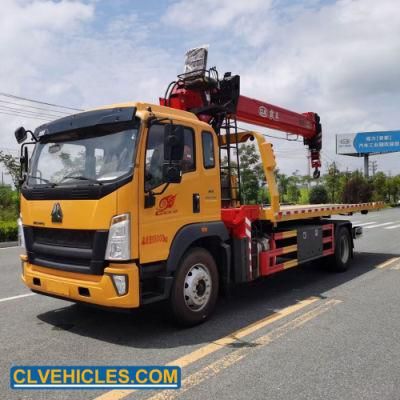 HOWO 8t Flatbed Wrecker Tow Truck Mounted Crane 6.3t