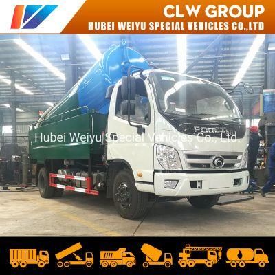 Foton 6tons 8tons High Pressure Vacuum Sewage Suction Truck 8cbm Sewer Cleaning Truck