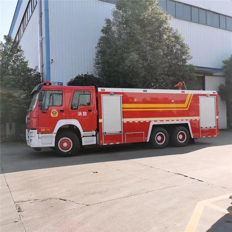 Cheaper LHD or Rhd HOWO 6X4 Fire Agent Tender Airport Combined Dry Powder Foam Water Tanker Fire Brigade Using Fire Truck