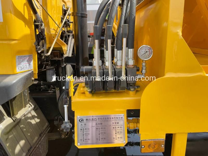Dongfeng Cummins 190HP 10m3 Volume 10ton Swing Arm Skip Loader Garbage Truck with hydraulic Arm Pulling System
