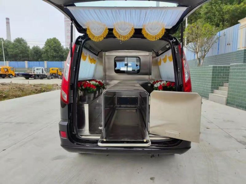 Foton 4*2 White and Gold Funeral Carriage with Stainless Steel Ice Coffin/Hearse