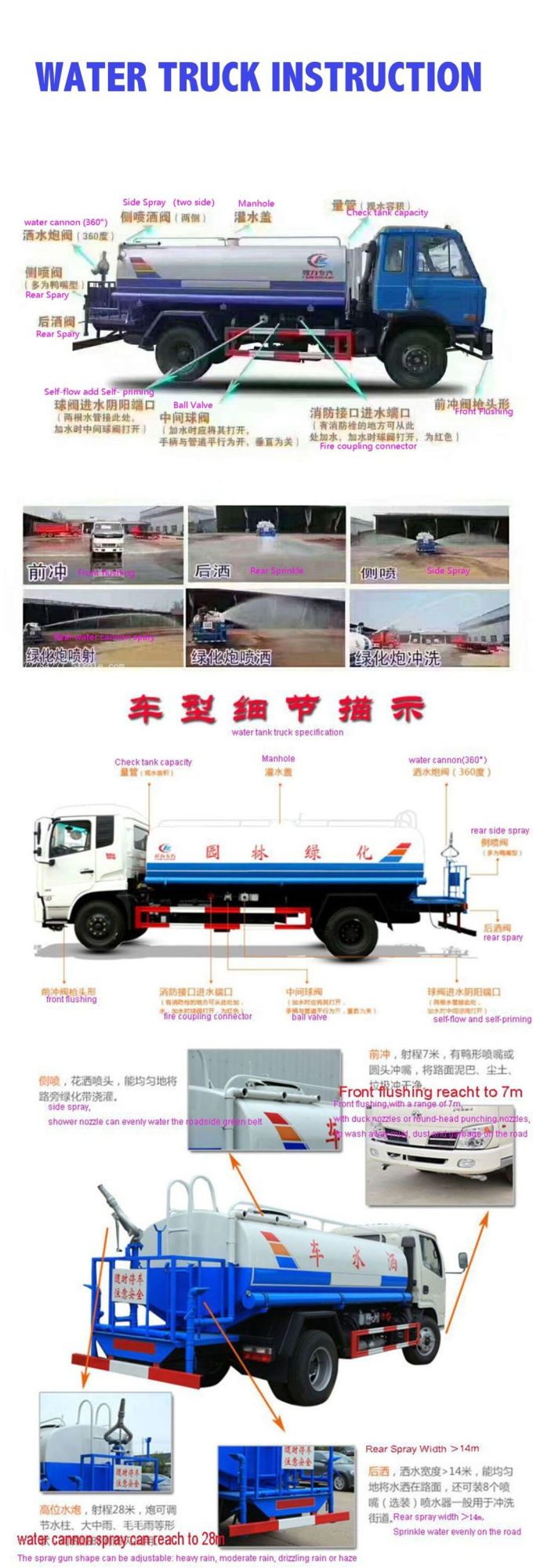 North Benz Beiben 6X4 290HP 20cbm Water Tanker Tank Spray Sprinkler Truck 20000 Liter Water Tank Truck