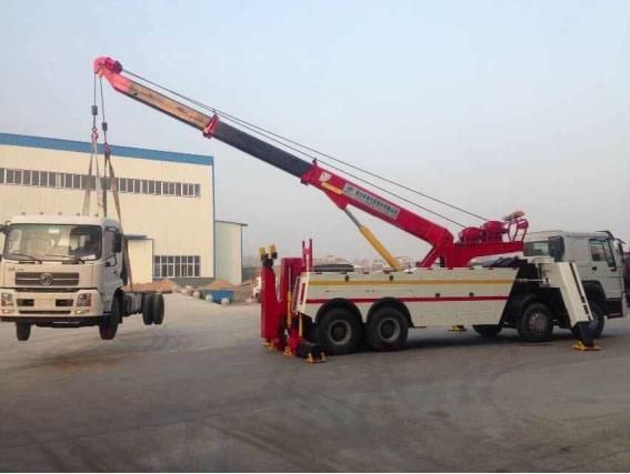 Heavy Duty FAW HOWO Recovery Truck 10ton Winch Diesel Engine Road Emergency Rescue Traffic Flatbed Wrecker Platform Towing Crane Truck with Telescopic Boom