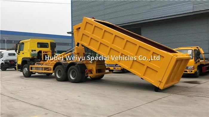 Hydraulic Lift Garbage Truck Sinotruk HOWO 6X4 Hooklift Garbage Truck with 20m3 Roll-off Open Top Container