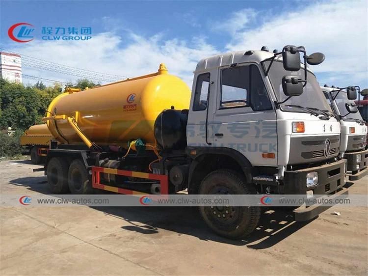 Dongfeng 6X4 10tons Sewage Suction Trucks 16000L Vacuum Sewer Tank Truck Hydraulic Control