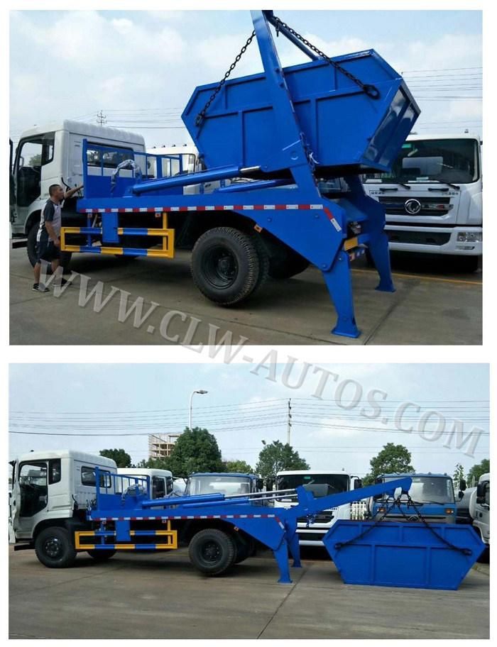 Dongfeng 145 Skip Loader Garbage Truck Swing Arm with 8 Cbm Gaebage Box for Refuse Garbage Transport Truck