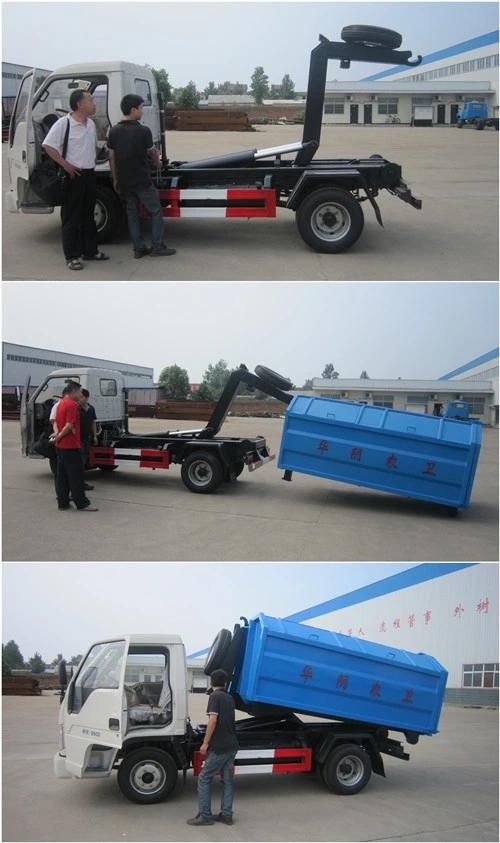 HOWO 8 Cubic Meters 4X2 Swing Arm Garbage Truck/ Roll off Container Garbage Truck