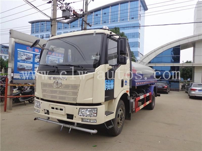 China FAW Brand 10000liters 10cbm Water Bowser Truck Water Sprinkler Tank Truck with Cheap Price