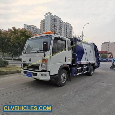 HOWO 6 Wheels 7000L Garbage Truck Sinotruk 4X2 Waste Compactor Truck