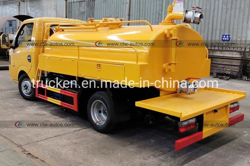 Dongfeng Mini Pickup 3m3 Sewer Cleaning Truck 3000L Vacuum Sewage Suction Truck